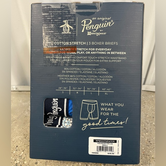 New in Box ORIGINAL PENGUIN Intimates 3 Pack Navy Boxer Brief Underwear size S - Picture 4 of 6